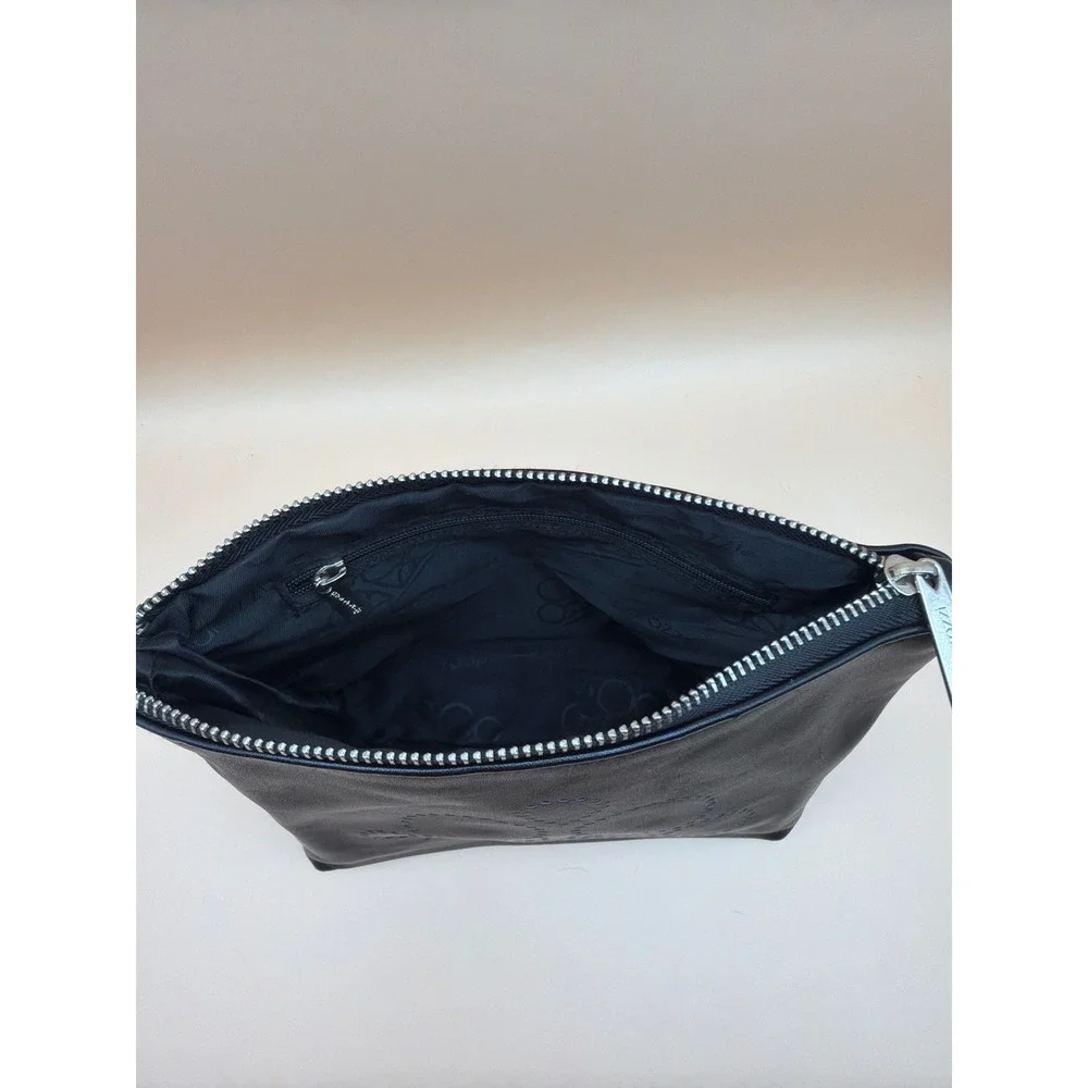 Paparazzi Accessories Black Faux Leather Makeup Bag Pink Perforated Crown‎ Logo